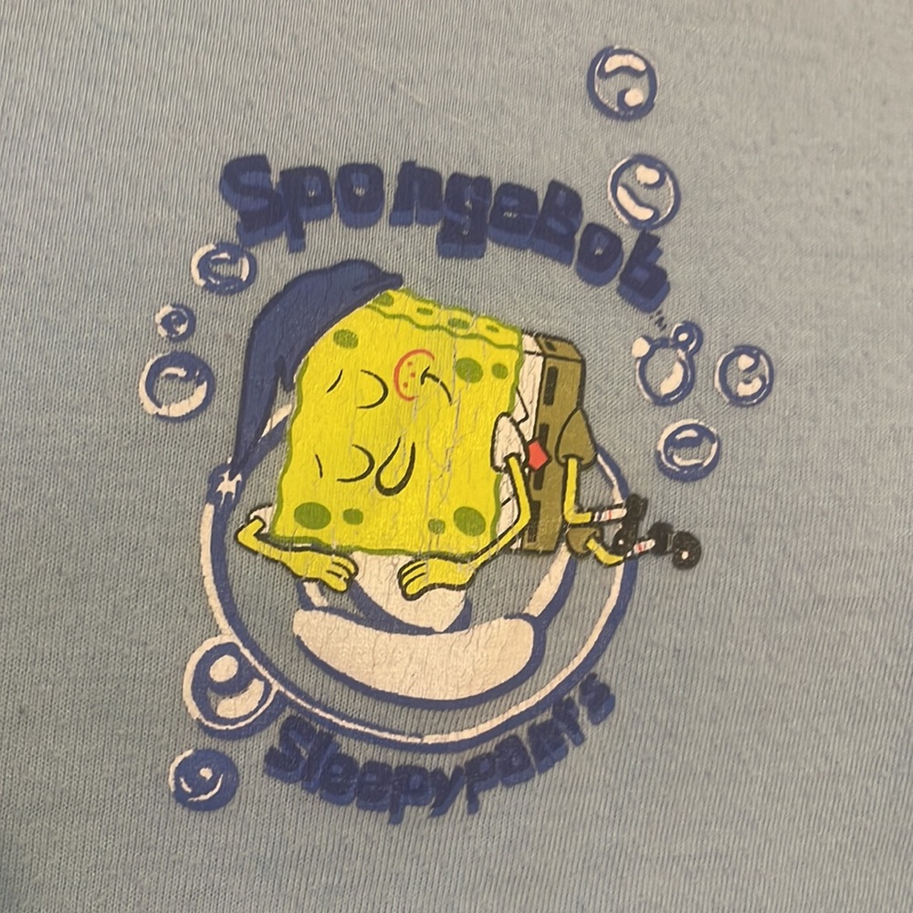 Y2K Nickelodeon’s SpongeBob SquarePants sleeping pajamas pjs set blue 10 12